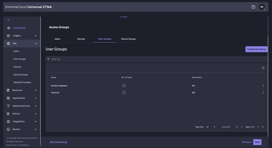 Extreme UZTNA, onboarding stap 1, gebruikersgroepen