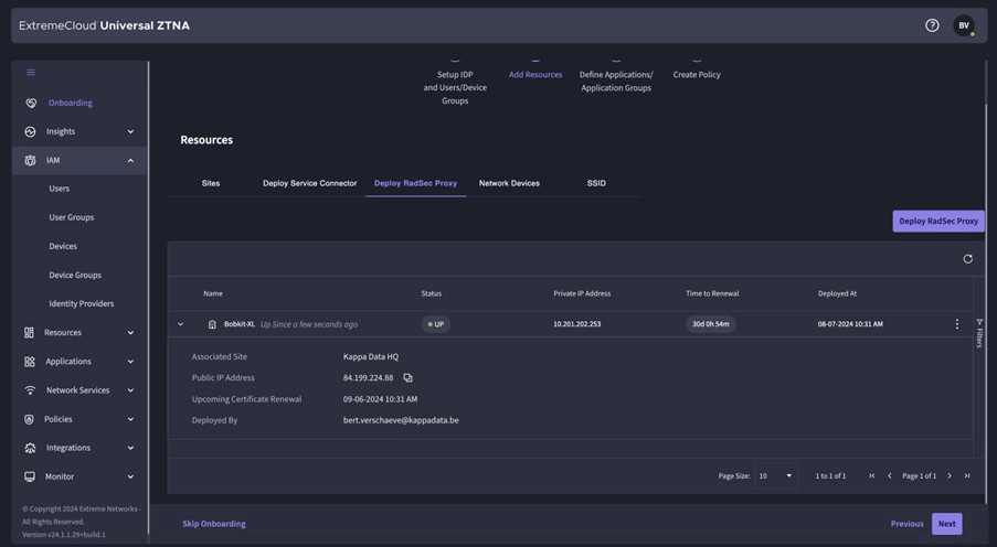 Extreme UZTNA, onboarding stap 2, check AP en switch verbindingen