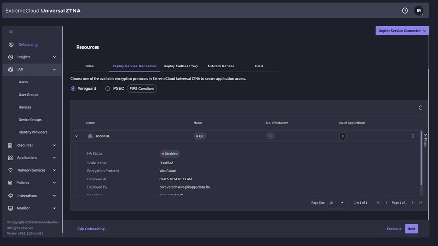 Extreme UZTNA, onboarding stap 2, status serviceconnector