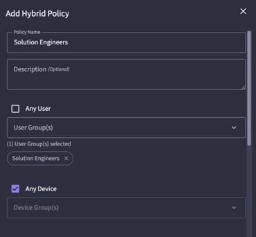 Extreme UZTNA, onboarding stap 4, toevoegen van Hybrid beleid