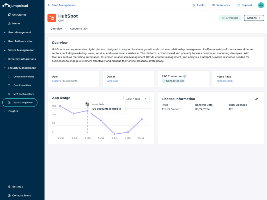 JumpCloud Saas Management