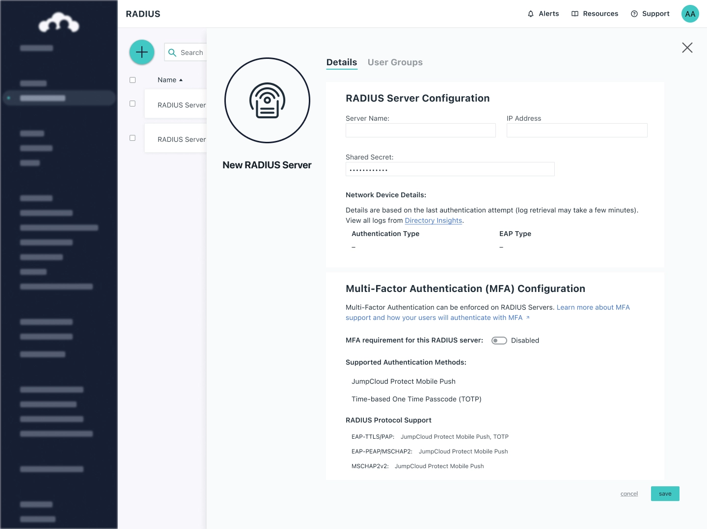 JumpCloud Cloud Radius, control user access